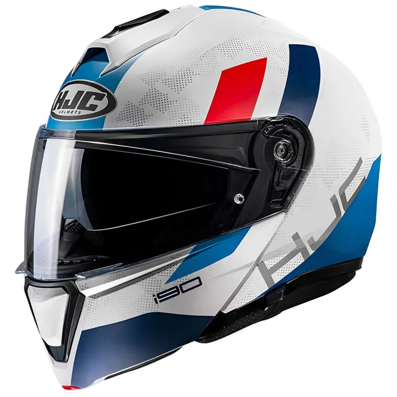 Capacete HJC I90 Syrex Branco Azul Vermelho Fechado - 
