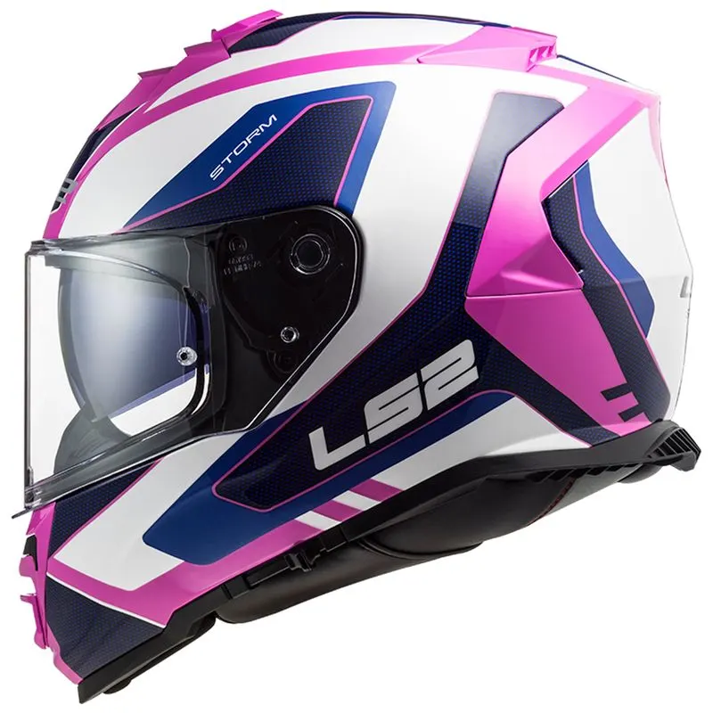 Capacete LS2 FF800 Storm Techy Branco Rosa Articulado/Robocop - Branco Rosa