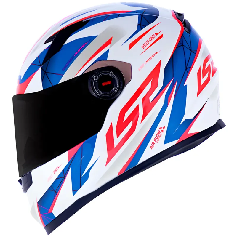Capacete LS2 FF358 Draze Branco Azul Vermelho Fechado - Branco