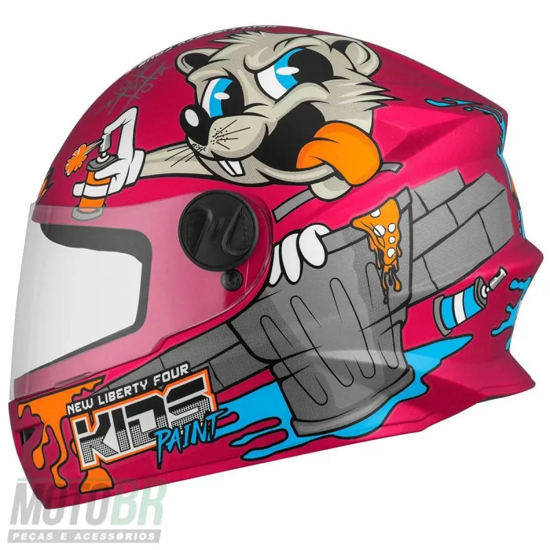 Capacete Pro Tork Infantil Four Paint Fosco Rosa Fechado - 
