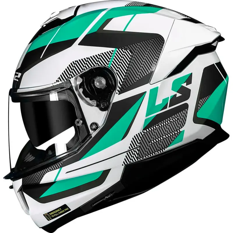 Capacete LS2 FF808 Stream 2 Road Branco Verde Fechado - Branco
