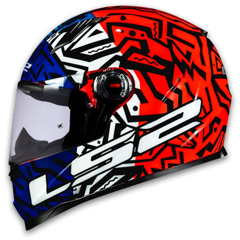 Capacete LS2 FF358 Memphis Laranja Azul Fechado - Azul