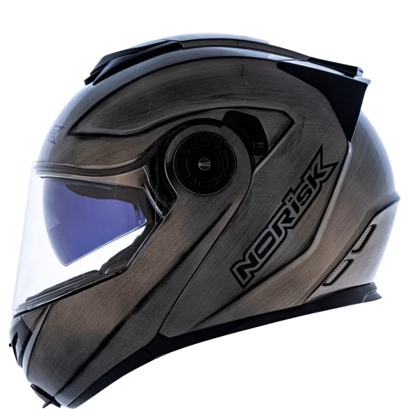 Capacete Norisk FF345 Route Iron Chrome Articulado/Robocop - Monocolor