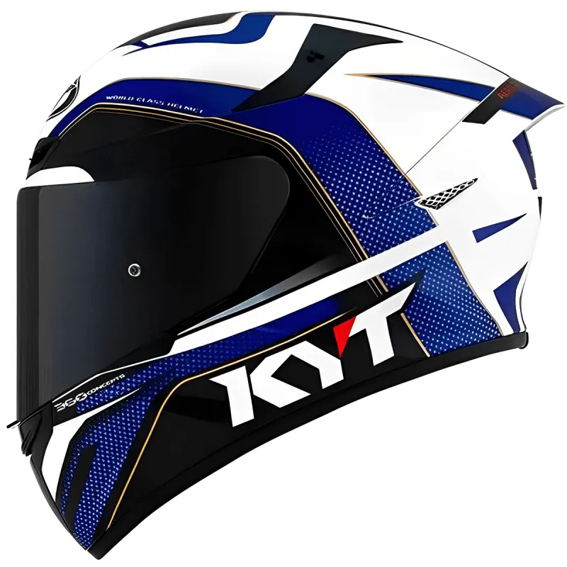 Capacete KYT TT Course Grand Prix Azul Vermelho Fechado - 