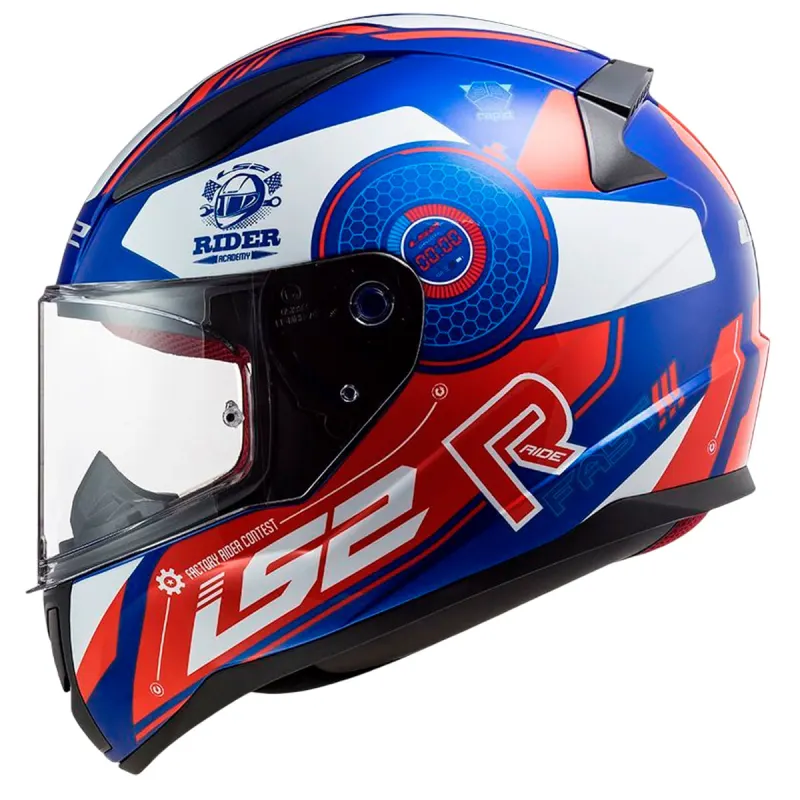 Capacete LS2 FF353 Rapid Stratus Azul Vermelho Branco Fechado - Branco