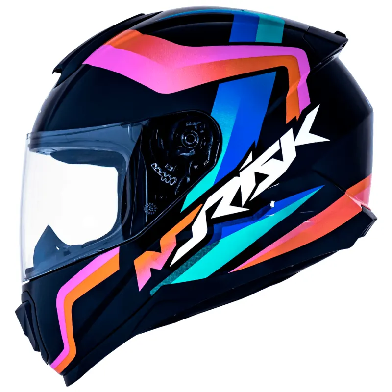Capacete Norisk Razor Void Preto Laranja Azul Fechado - Preto Laranja Azul