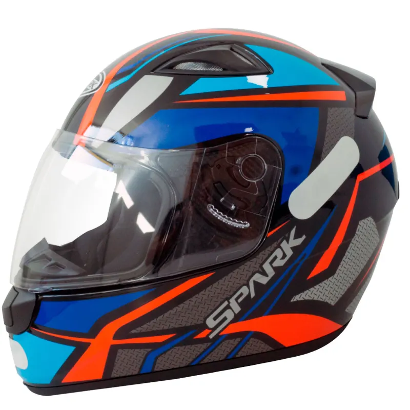 Capacete EBF Spark Spider Preto Azul Fechado - Preto Azul