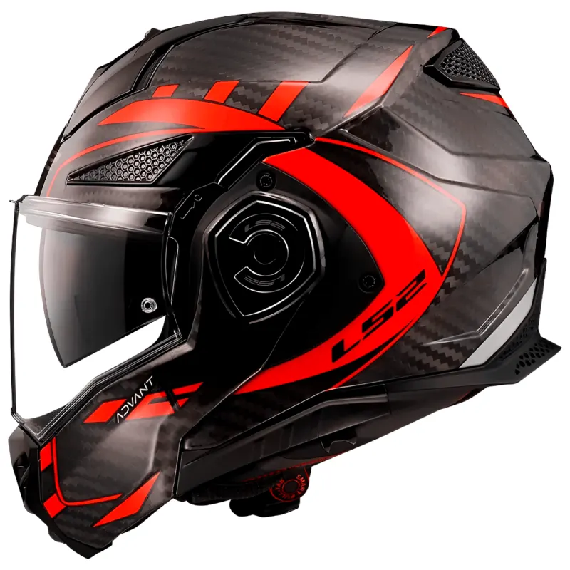 Capacete LS2 FF901 Advant X Carbon Future Vermelho Articulado/Robocop - Vermelho