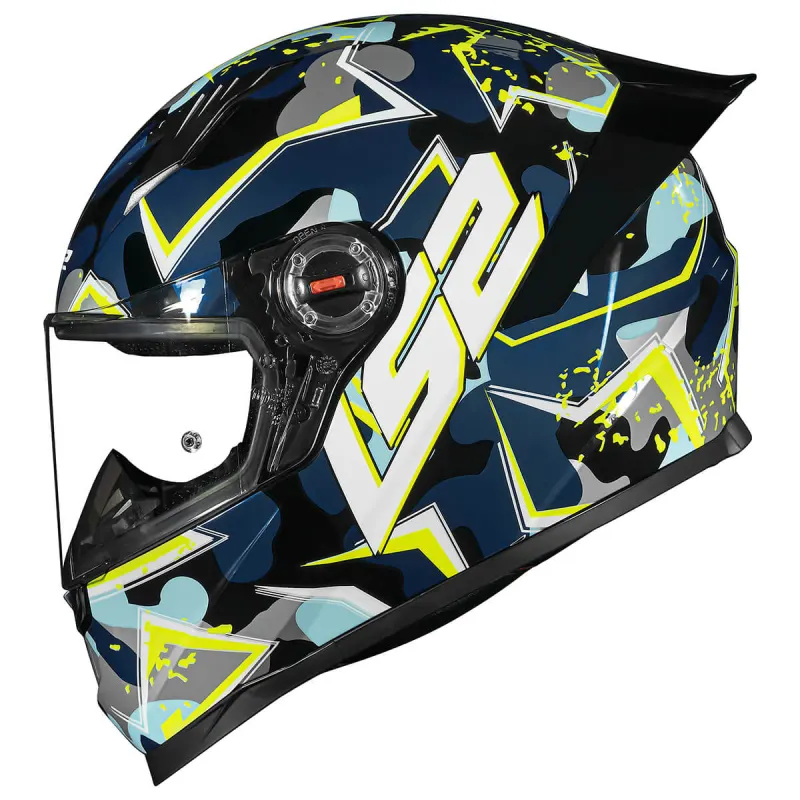 Capacete LS2 FF358 S Camo Azul Amarelo Fechado - Azul