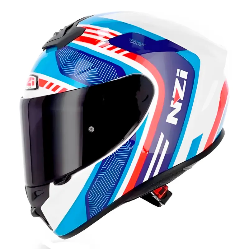 Capacete NZI Capacete Fechado NZI Trendy Connected Branco Vermelho Azul Fechado - 