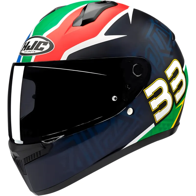 Capacete HJC C10 Brad Binder Azul Vermelho Branco Fechado - Azul Vermelho Branco