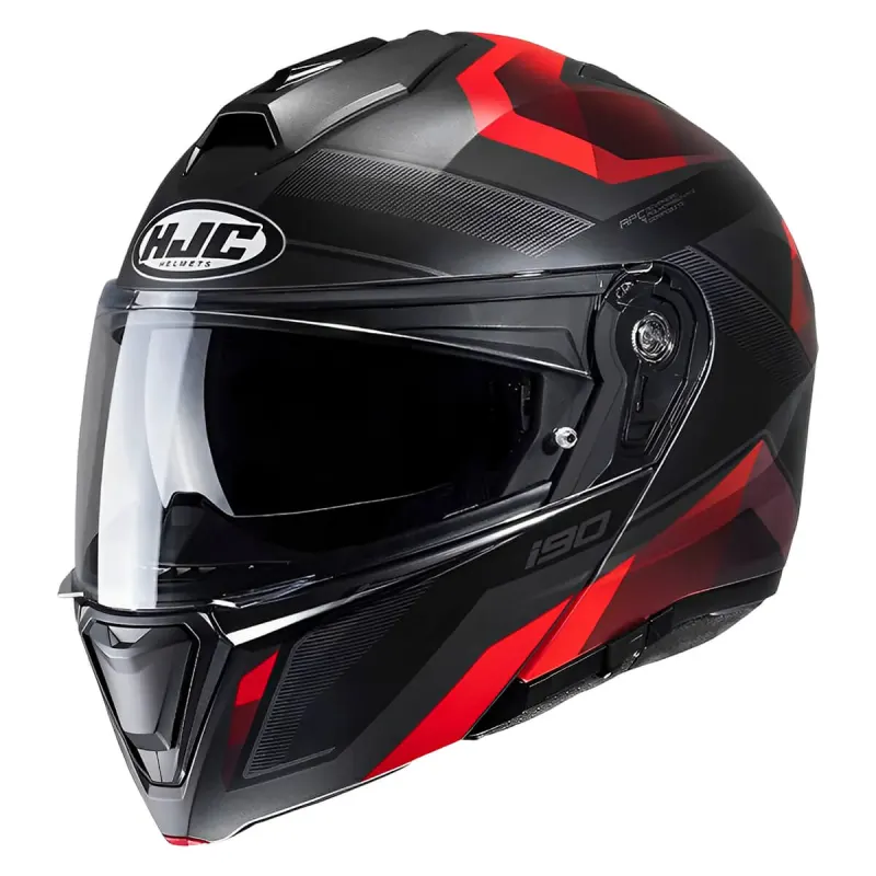 Capacete HJC I90 Lark Vermelho Preto Articulado/Robocop - Vermelho Preto