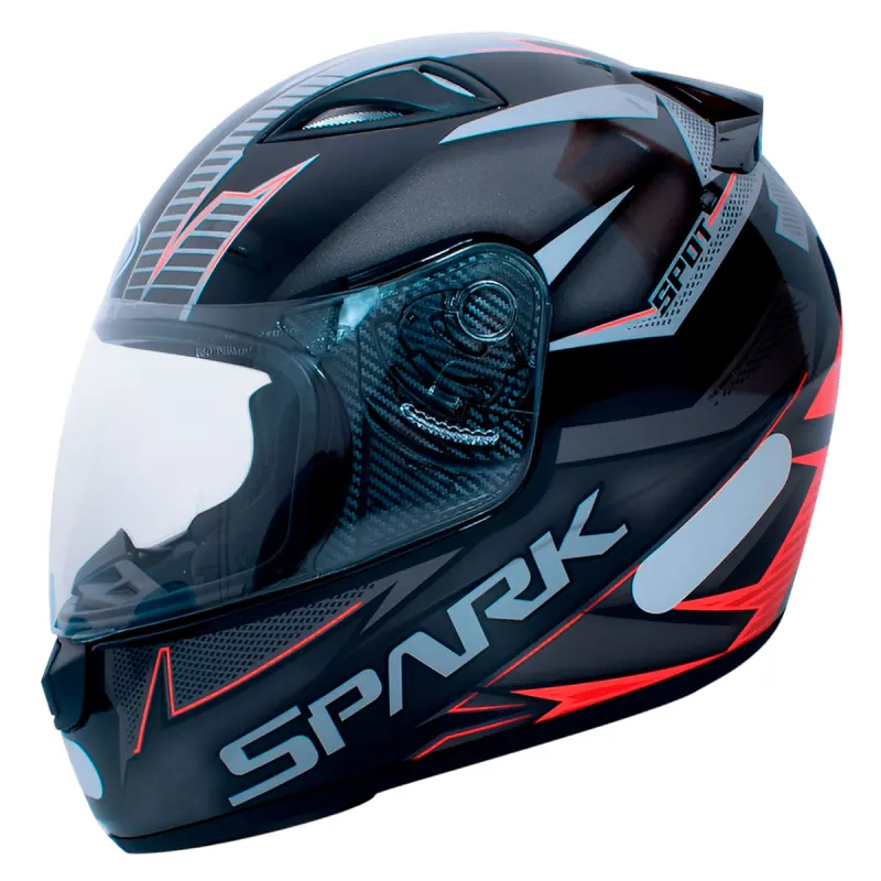 Capacete EBF Spark Spot Preto Vermelho Fosco Fechado - 