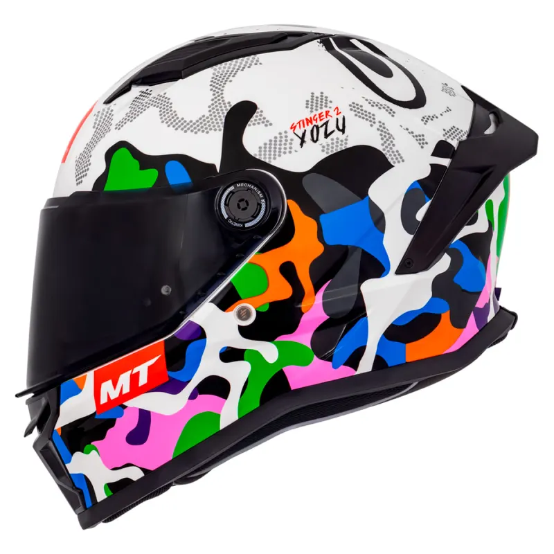 Capacete MT Stinger 2 Yazu A0 Branco Fechado - 