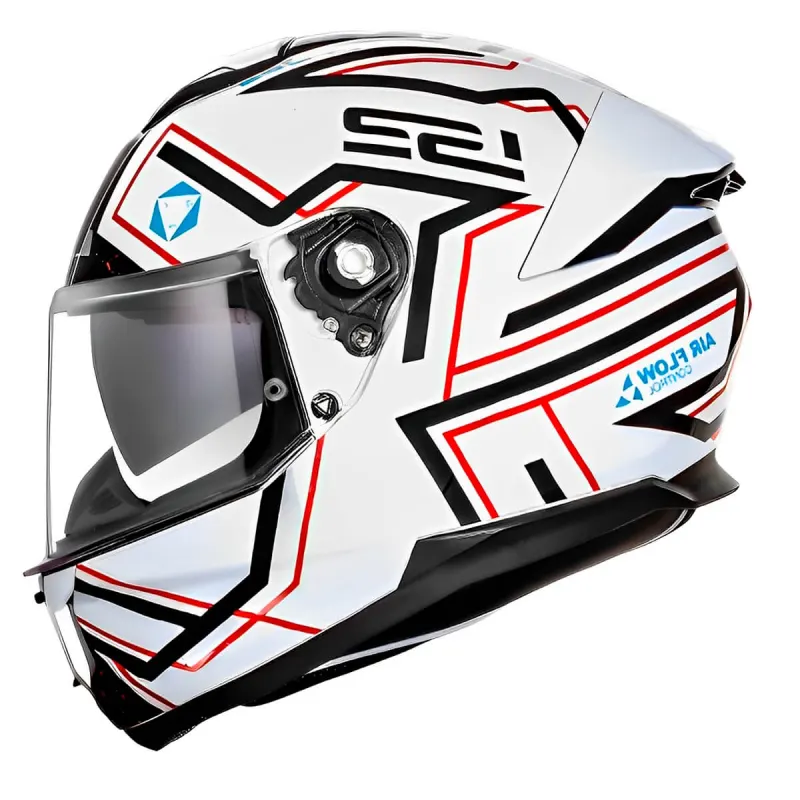 Capacete LS2 FF808 Stream 2 Maze Branco Preto Vermelho Fechado - Preto/Vermelho/Branco