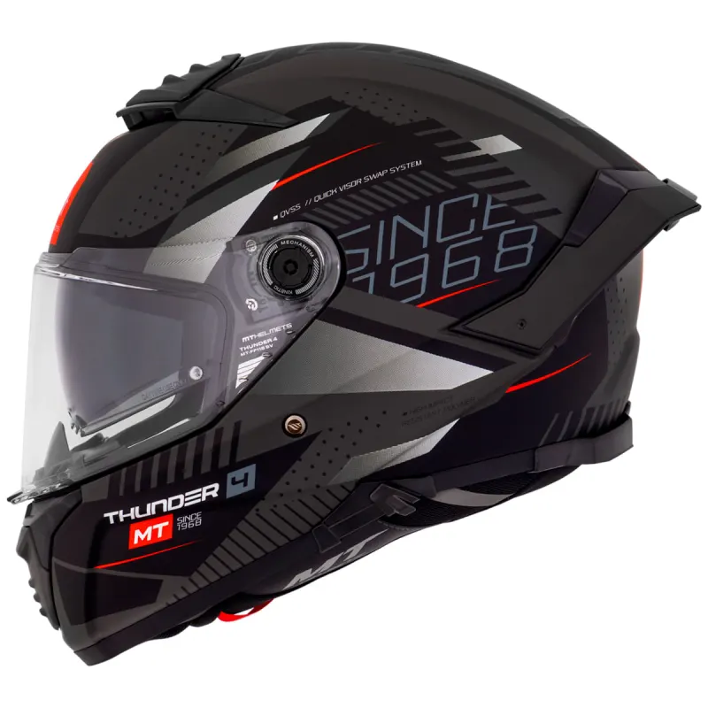 Capacete MT Thunder 4 Luminence D1 Preto Fosco Fechado - 