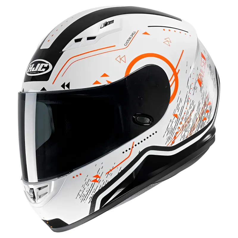Capacete HJC CS 15 Safa Branco Laranja Fechado - 