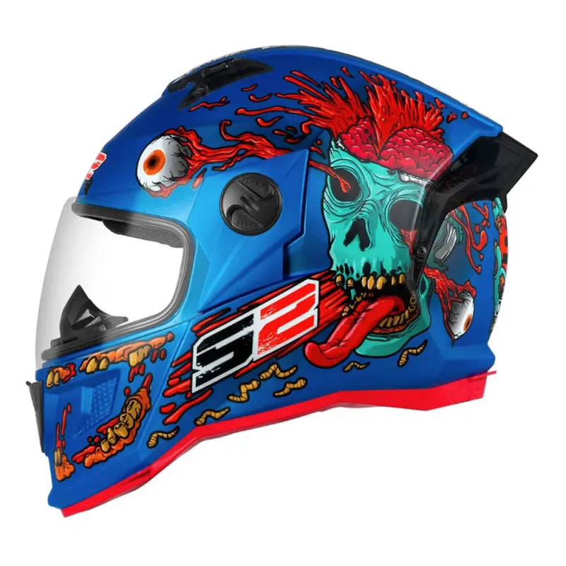 Capacete Pro Tork Stealth Zombie Azul Fechado - 