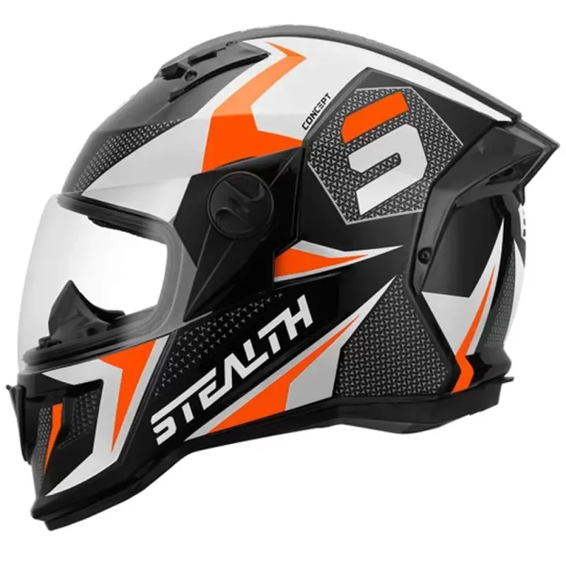 Capacete Pro Tork Stealth Concept Branco Laranja Fechado - 
