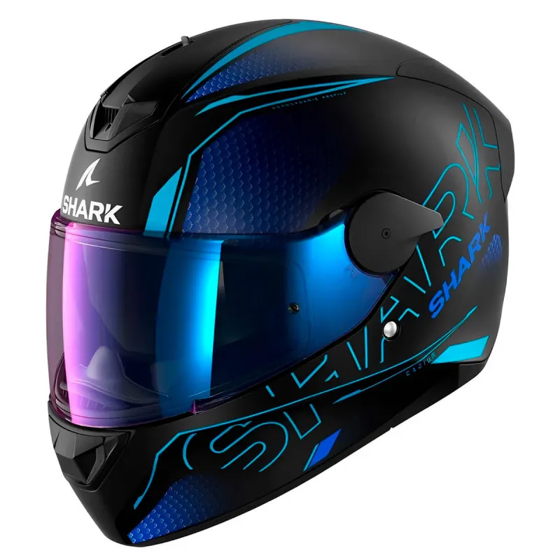 Capacete Shark D-Skwal 2 Cadium Fosco Preto Azul SS KBK Fechado - 