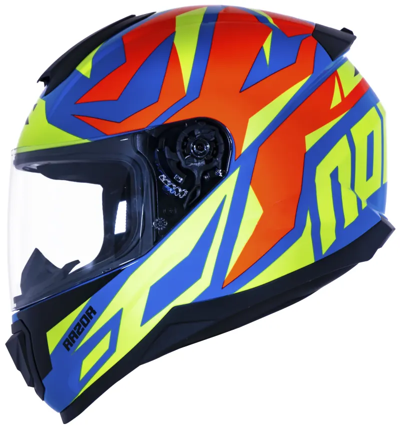 Capacete Norisk Razor Cutting Azul Amarelo Vermelho Fechado - Azul Amarelo Vermelho