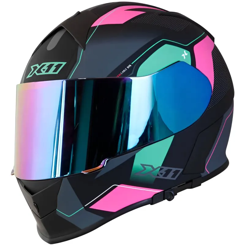 Capacete X11 Revo Pro Flagger 2 Sv Rosa Acqua Fosco Fechado - 