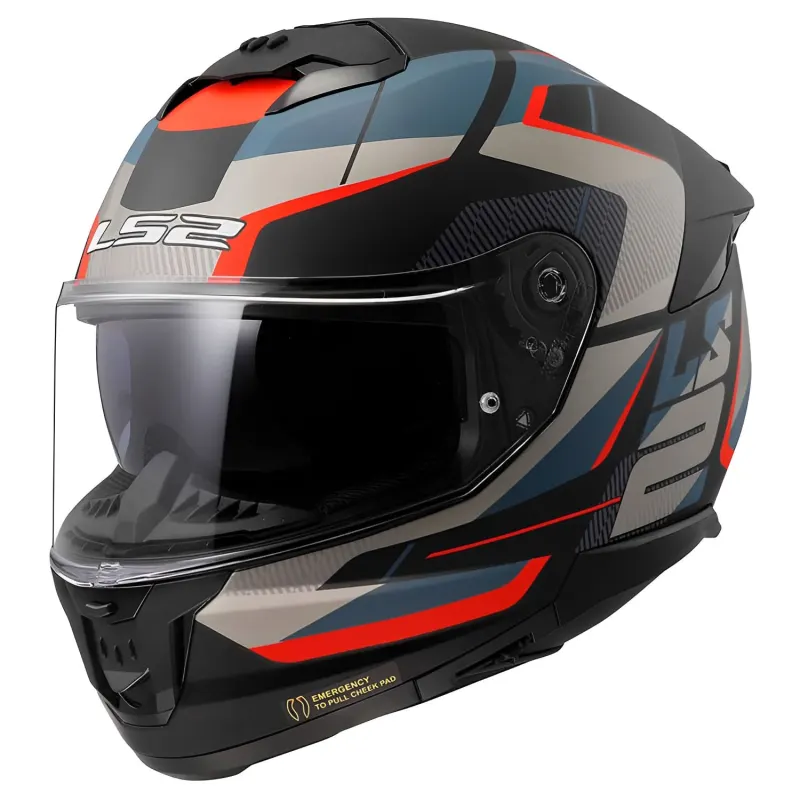 Capacete LS2 FF808 Stream 2 Road Fosco Preto Azul Fechado - Preto/Azul