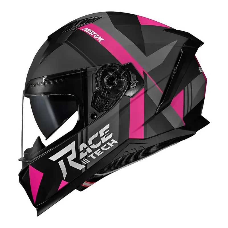 Capacete Race Tech Capacete Fechado Race Tech Volt Abstrak Fosco Preto Rosa Fechado - 