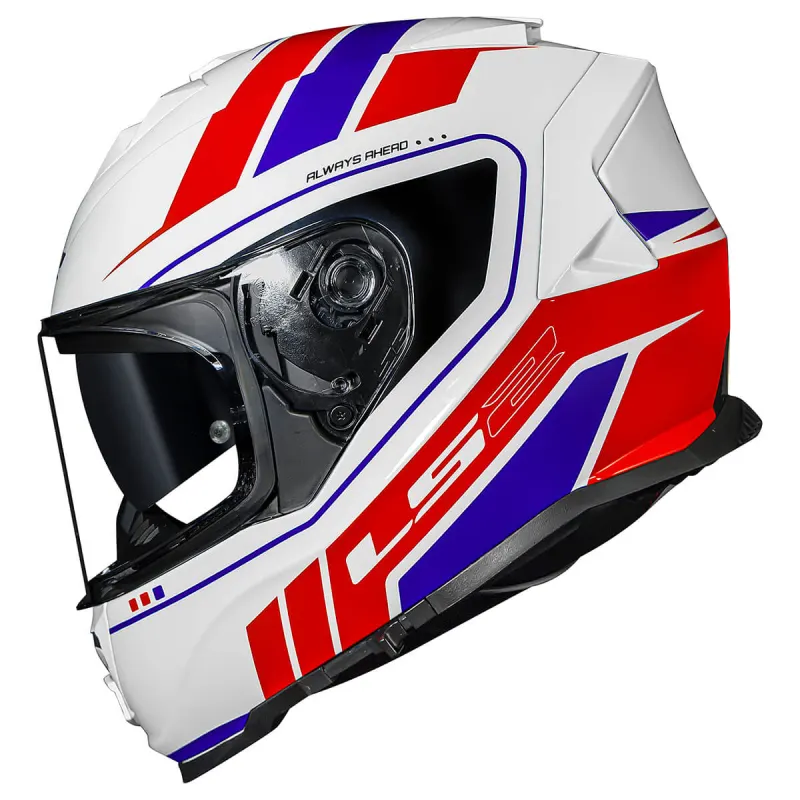 Capacete LS2 FF800 Storm Fist Branco Vermelho Fechado - Branco