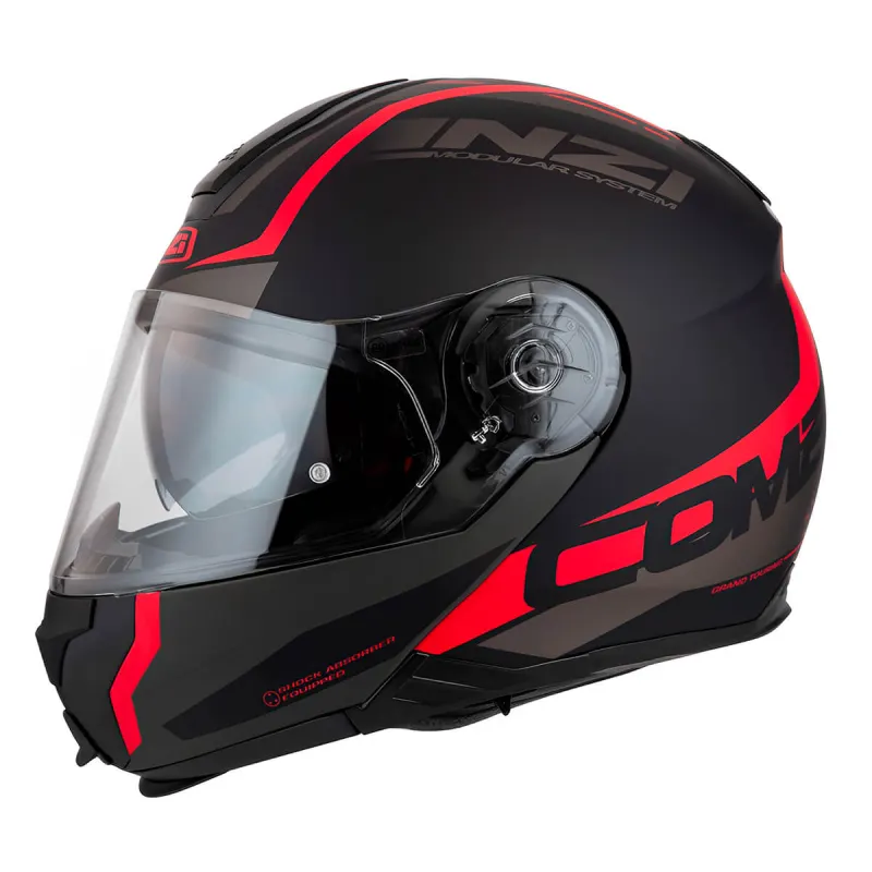 Capacete NZI Capacete Escamoteável NZI Combi 2 Shock Preto Vermelho Fosco Articulado/Robocop - 
