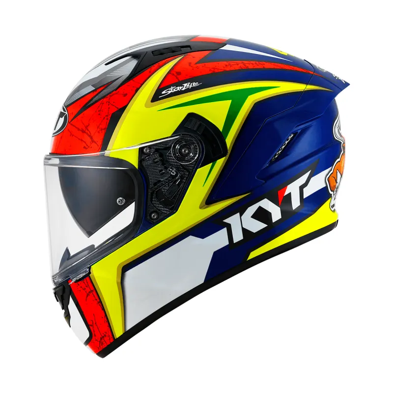 Capacete KYT NF-R Dalla Porta Replica Vermelho Azul Amarelo Fechado - 