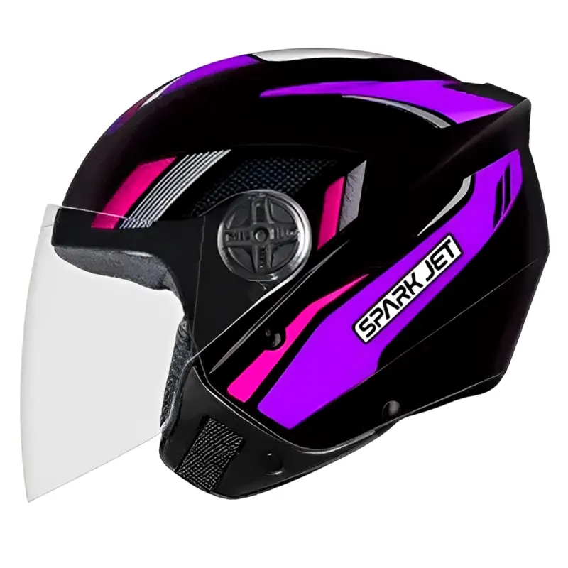 Capacete EBF Spark Jet Sting Preto Lilás Aberto - 