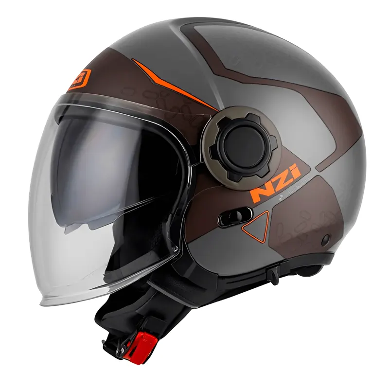 Capacete NZI Ringway Duo Xtrainer Cinza Laranja Fosco Fechado - 