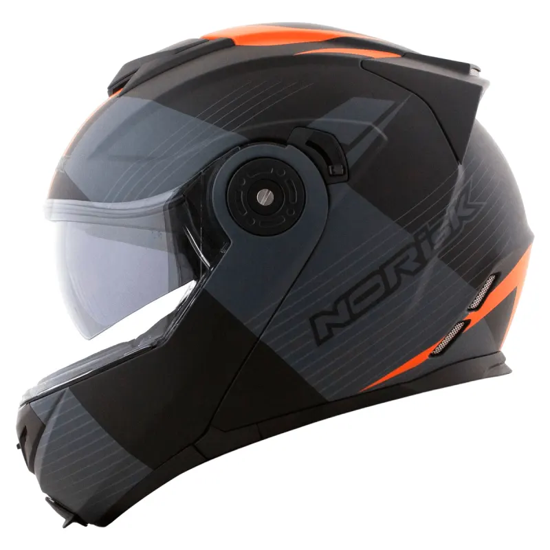 Capacete Norisk FF345 Stroke Pto Cinza Laranja Articulado/Robocop - Cinza Laranja