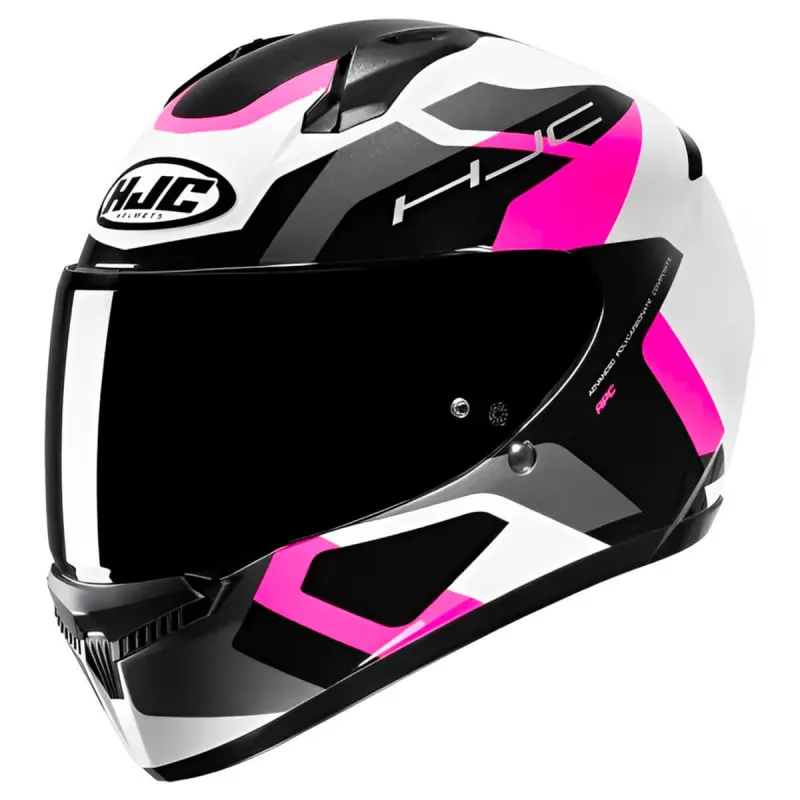 Capacete HJC C10 Tins Branco Cinza Preto Rosa Fechado - Branco Cinza Preto Rosa