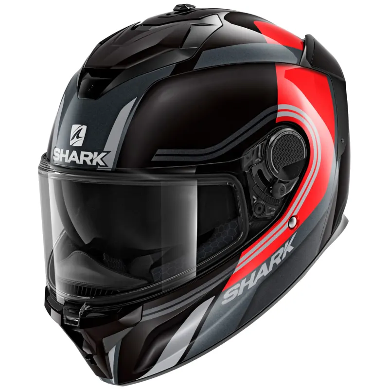 Capacete Shark Spartan GT Preto Vermelho Tracker KRS Fechado - 