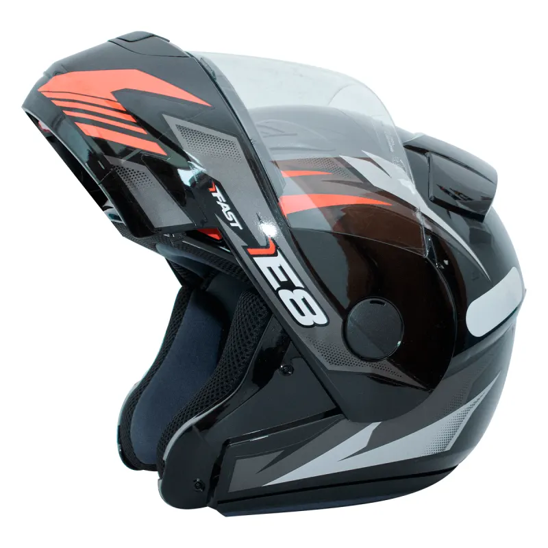 Capacete EBF E8 Fast Preto Vermelho Fechado - Preto Vermelho
