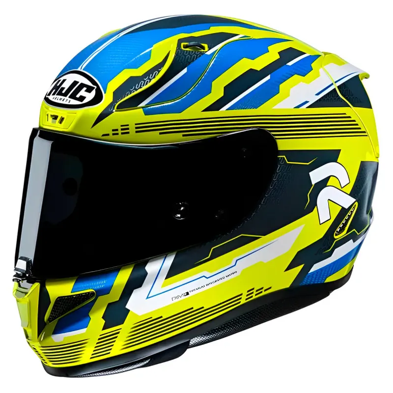 Capacete HJC RPHA 11 Stobon Amarelo Azul Branco Fechado - 