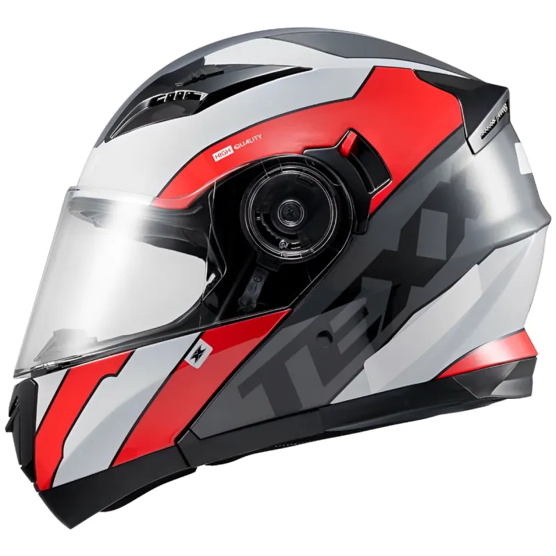 Capacete Texx Gladiator V3 Reisen Vermelho Branco Fechado - 