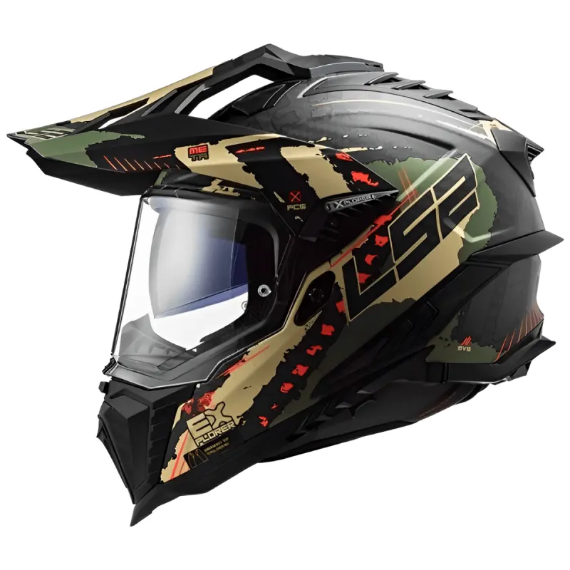 Capacete LS2 MX701 Explorer C Extend Verde Militar Fosco Cross/Off-Road - Verde Militar Fosco