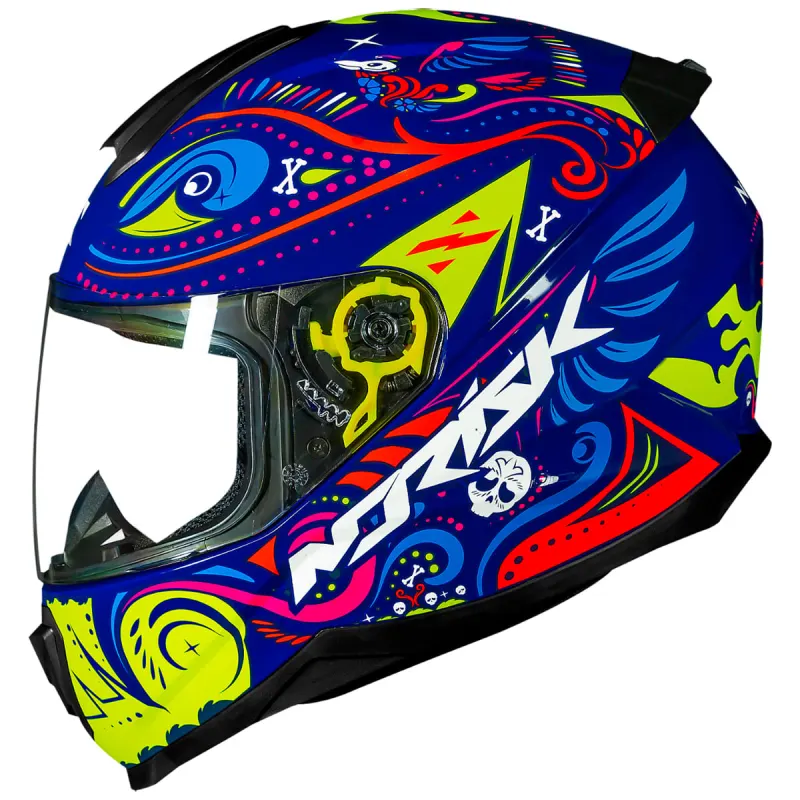 Capacete Norisk Razor Circus Azul Amarelo Fechado - Azul Amarelo
