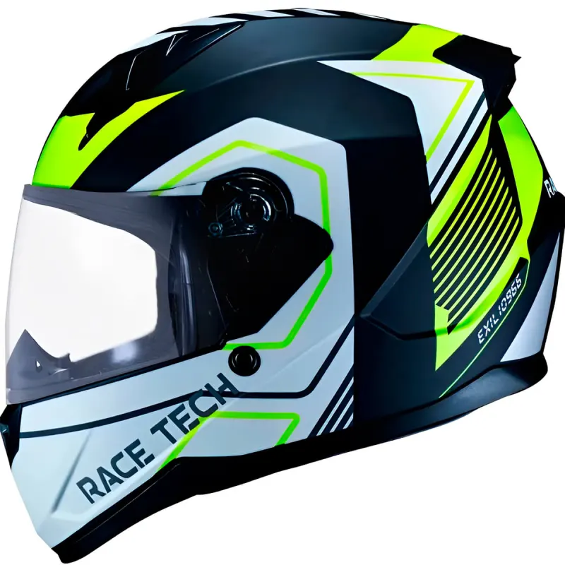 Capacete Race Tech Sector Exilio Preto Amarelo Fechado - 