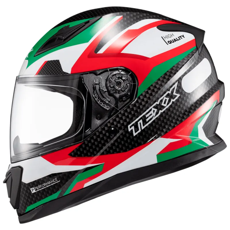 Capacete Texx Hawk Ride Verde Vermelho Branco Preto Fechado - 