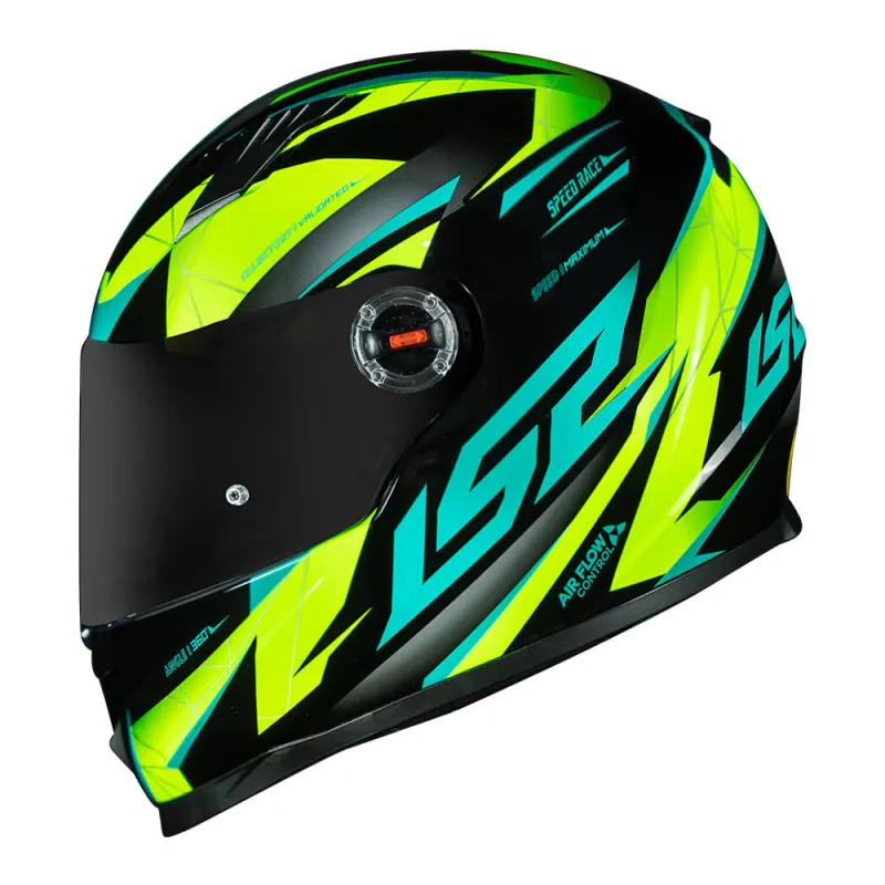Capacete LS2 FF358 Draze Preto Amarelo Verde Fechado - Preto/Amarelo