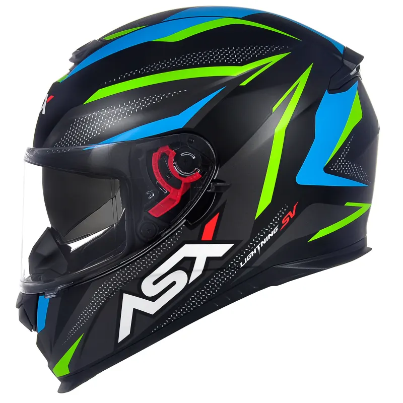 Capacete ASX Eagle Sv Lightning Fosco Preto Grafite Azul Fechado - 