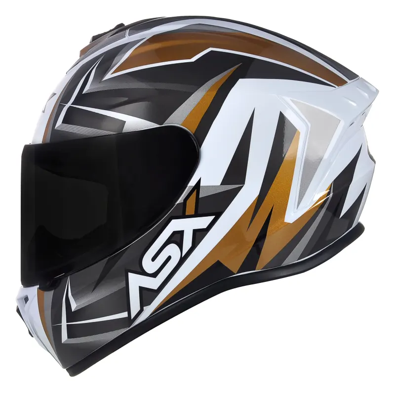 Capacete ASX Draken Vector Branco Dourado Fechado - 