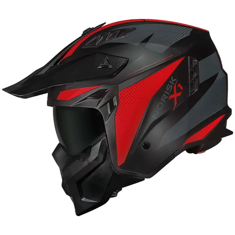 Capacete Norisk Darth 2 X1 Preto Vermelho Fosco Fechado - Preto Vermelho Fosco