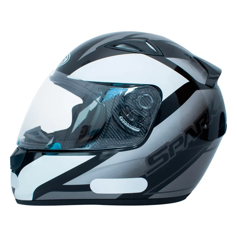 Capacete EBF Spark Mixed Azul Preto Prata Fechado - Azul Preto Prata