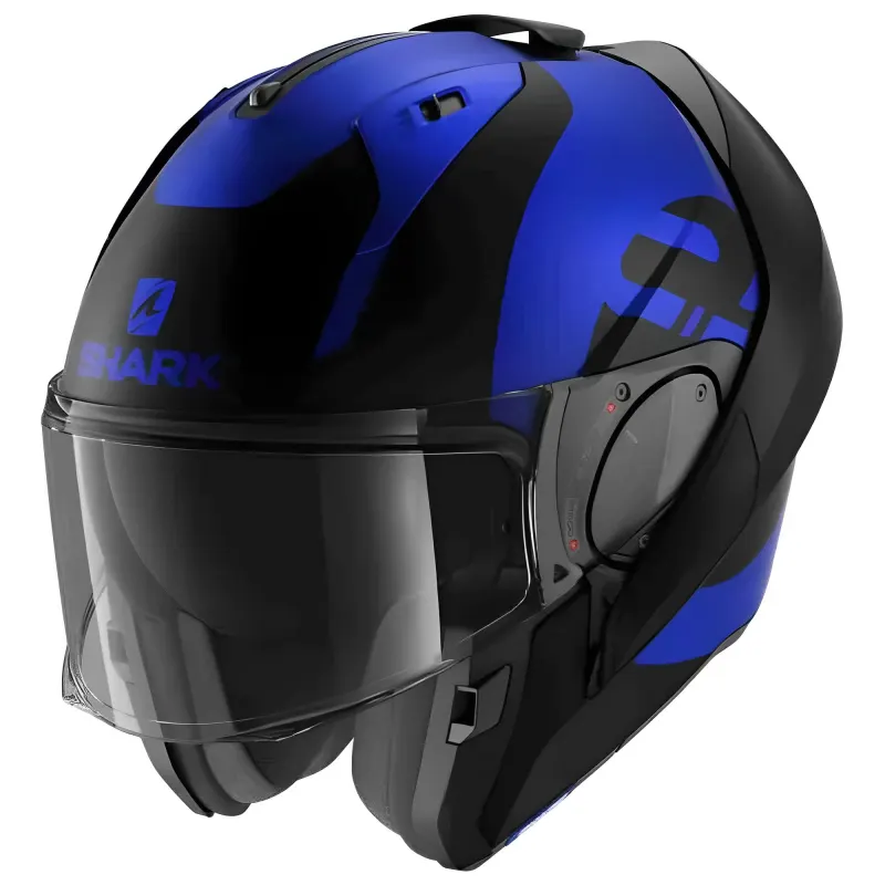 Capacete Shark Evo ES Kedje Fosco Preto Azul BKB Fechado - 