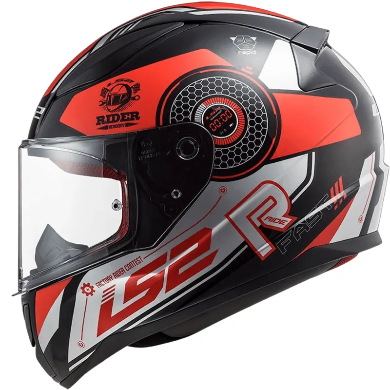 Capacete LS2 FF353 Rapid Stratus Preto Vermelho Cinza Fechado - Preto/Vermelho